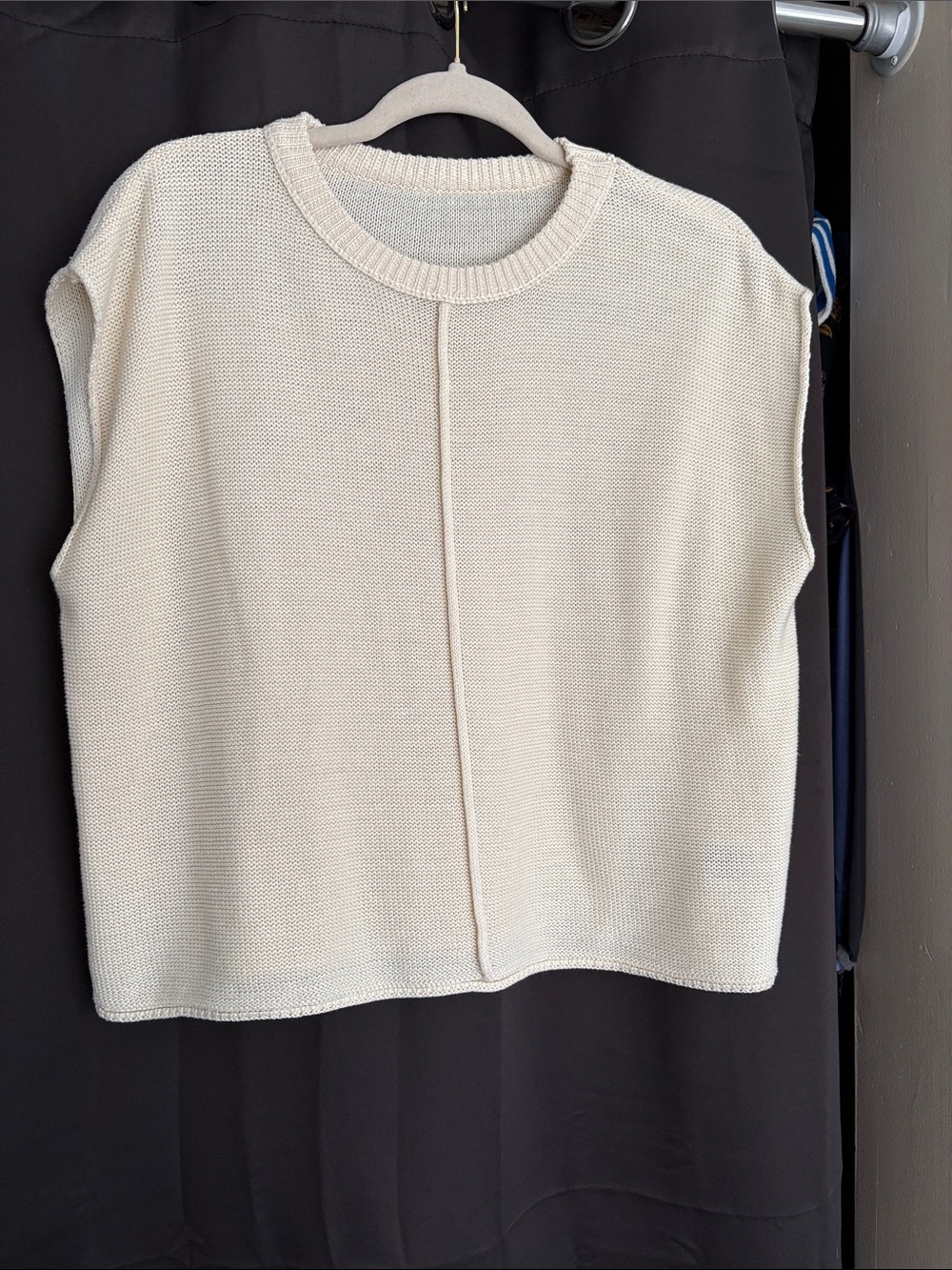 Cream Knit Sleeveless Pullover Top